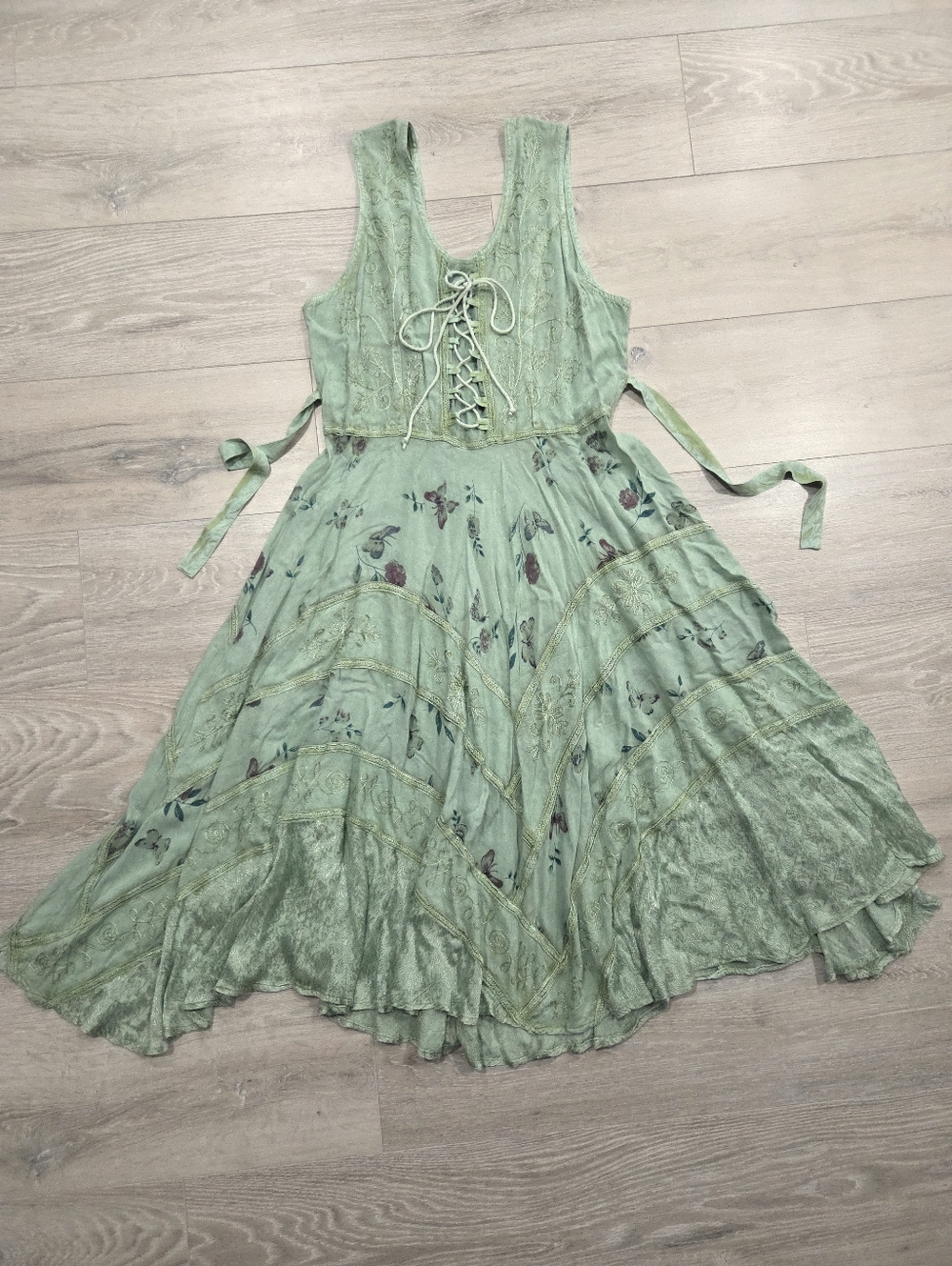 Green Corset Dress Sakkas Butterfly Fairy Womens 1X 2X Embroidered Fairycore New